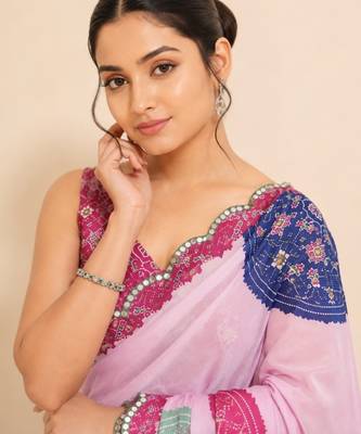 premium heavy chinon silk blend mirror work saree 2
