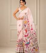 premium heavy chinon silk blend mirror work saree