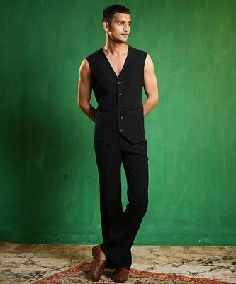 Navy blue embroidered imported suiting blazer set 5