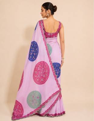 premium heavy chinon silk blend mirror work saree 3