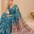 printed chinon silk blend mirror lace saree