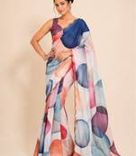 premium heavy chinon silk blend mirror work saree