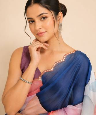 premium heavy chinon silk blend mirror work saree 2