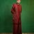 Deep maroon embroidered slub silk kurta jacket set