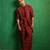 Deep maroon embroidered slub silk kurta jacket set