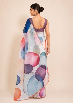 premium heavy chinon silk blend mirror work saree 3