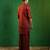 Deep maroon embroidered slub silk kurta jacket set