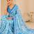 printed chinon silk blend mirror lace saree