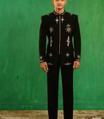 Classic black embroidered imported suiting jacket set