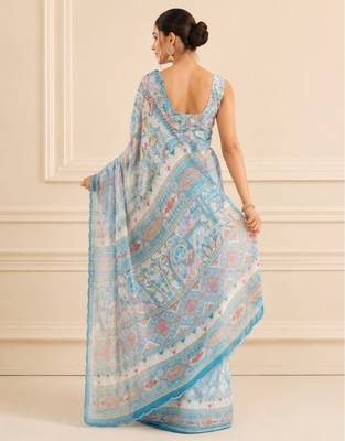 premium heavy chinon silk blend mirror work saree 4