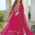 rani pink color fancy beads and embroidery and sequence work and ready maid lace border silk blend kurti set