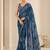 printed chinon silk blend mirror lace saree