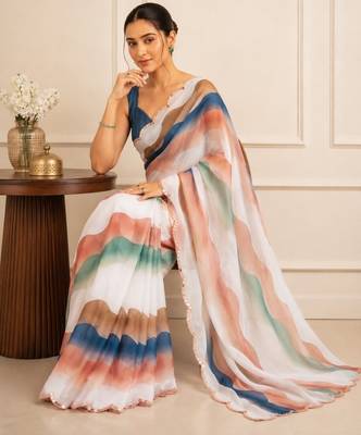 premium heavy chinon silk blend mirror work saree 2