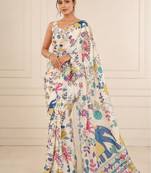 premium heavy chinon silk blend mirror work saree