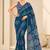 printed chinon silk blend mirror lace saree