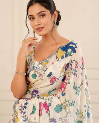 premium heavy chinon silk blend mirror work saree 3