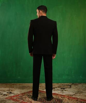 Classic black embroidered imported suiting jacket set 5