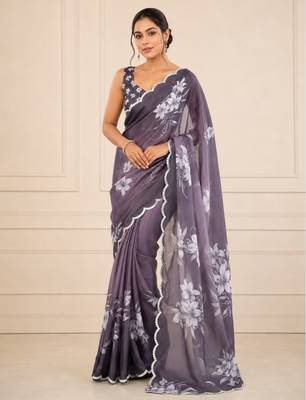premium heavy chinon silk blend mirror work saree 1