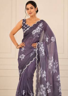 premium heavy chinon silk blend mirror work saree 2