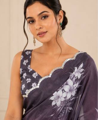 premium heavy chinon silk blend mirror work saree 3
