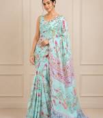 premium heavy chinon silk blend mirror work saree