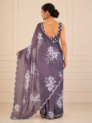 premium heavy chinon silk blend mirror work saree 4