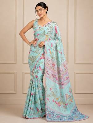 premium heavy chinon silk blend mirror work saree 2