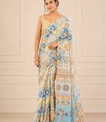 premium heavy chinon silk blend mirror work saree