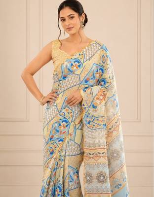 premium heavy chinon silk blend mirror work saree 2