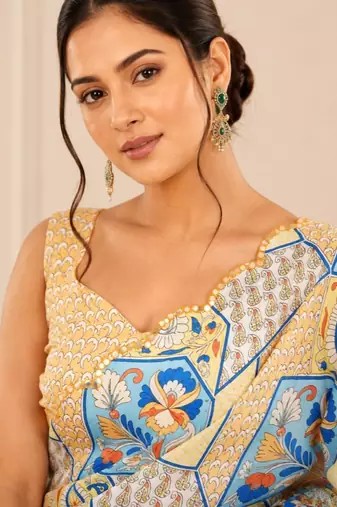 premium heavy chinon silk blend mirror work saree