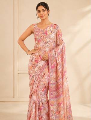 premium heavy chinon silk blend mirror work saree 1