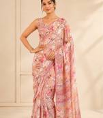 premium heavy chinon silk blend mirror work saree