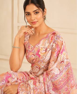 premium heavy chinon silk blend mirror work saree 2