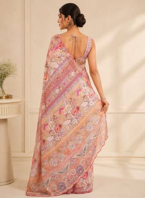 premium heavy chinon silk blend mirror work saree 4