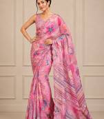 premium heavy chinon silk blend mirror work saree