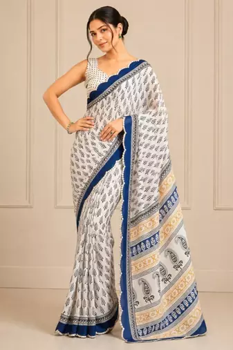 premium heavy chinon silk blend mirror work saree