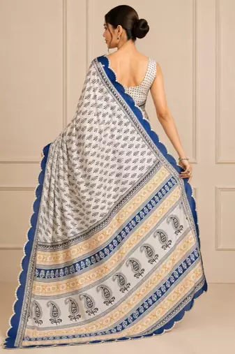 premium heavy chinon silk blend mirror work saree