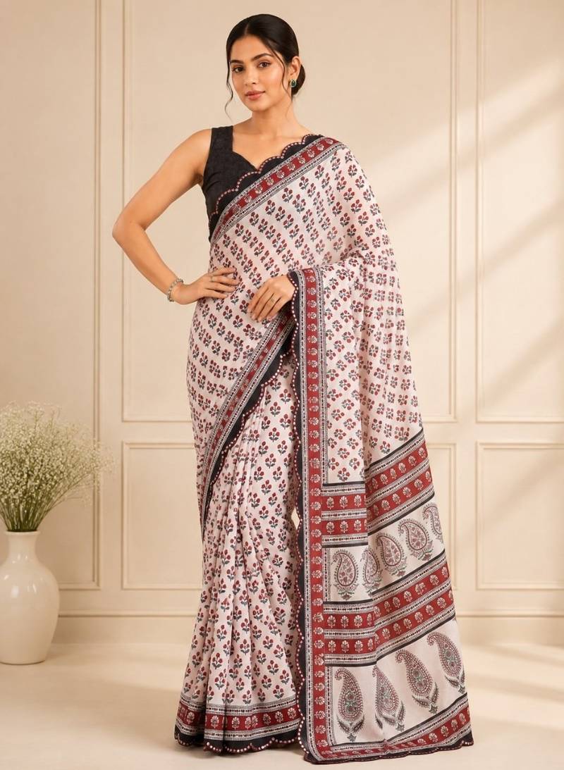 premium heavy chinon silk blend mirror work saree