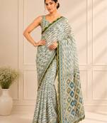 premium heavy chinon silk blend mirror work saree