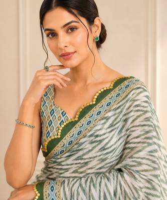 premium heavy chinon silk blend mirror work saree 2