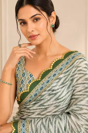 premium heavy chinon silk blend mirror work saree