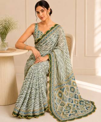 premium heavy chinon silk blend mirror work saree 3