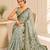premium heavy chinon silk blend mirror work saree