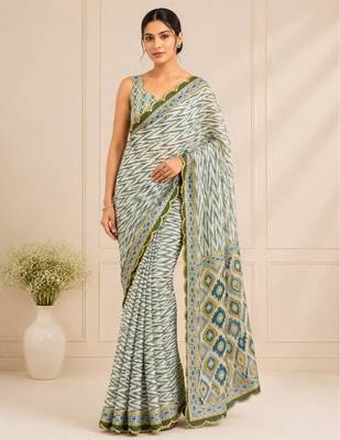 premium heavy chinon silk blend mirror work saree 4