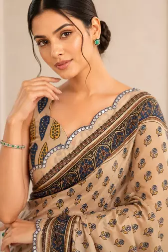 premium heavy chinon silk blend mirror work saree