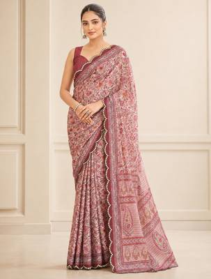 premium heavy chinon silk blend mirror work saree 1