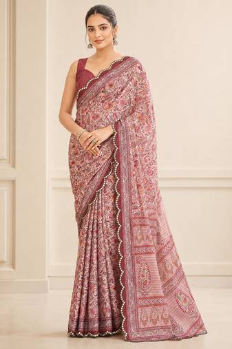 premium heavy chinon silk blend mirror work saree