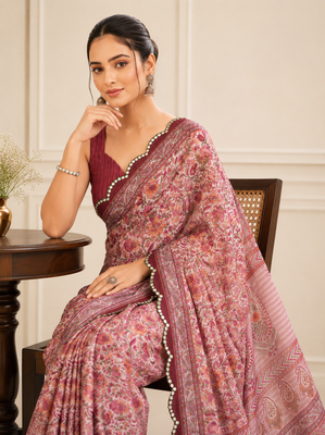 premium heavy chinon silk blend mirror work saree 2