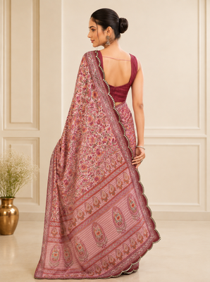 premium heavy chinon silk blend mirror work saree 3