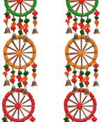 traditional pom pom with circle latkan hanging decorative (pack of 2) 